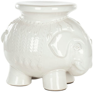 Safavieh CERAMIC Elephant Stool - Handcrafted Accent for Stylish Seating, Side Table, or Decorative Pedestal White ACS4501A