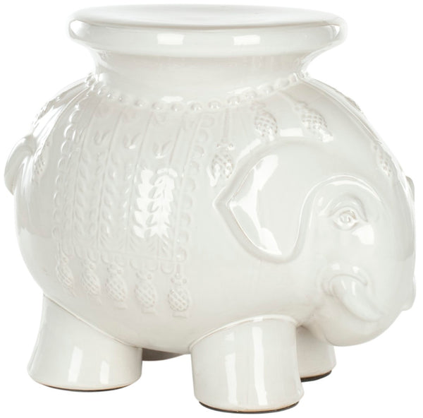 Safavieh CERAMIC Elephant Stool - Handcrafted Accent for Stylish Seating, Side Table, or Decorative Pedestal White ACS4501A
