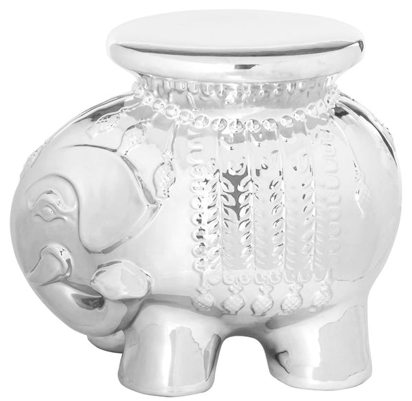Safavieh CERAMIC Elephant Stool - Handcrafted Accent for Stylish Seating, Side Table, or Decorative Pedestal Silver ACS4501E