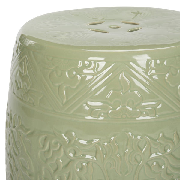 Safavieh LOTUS Garden Stool in Light Green – Elegant Ceramic Accent for Seating, Tables, and Decor Use ACS4502A