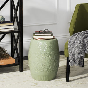 Safavieh LOTUS Garden Stool in Light Green – Elegant Ceramic Accent for Seating, Tables, and Decor Use ACS4502A
