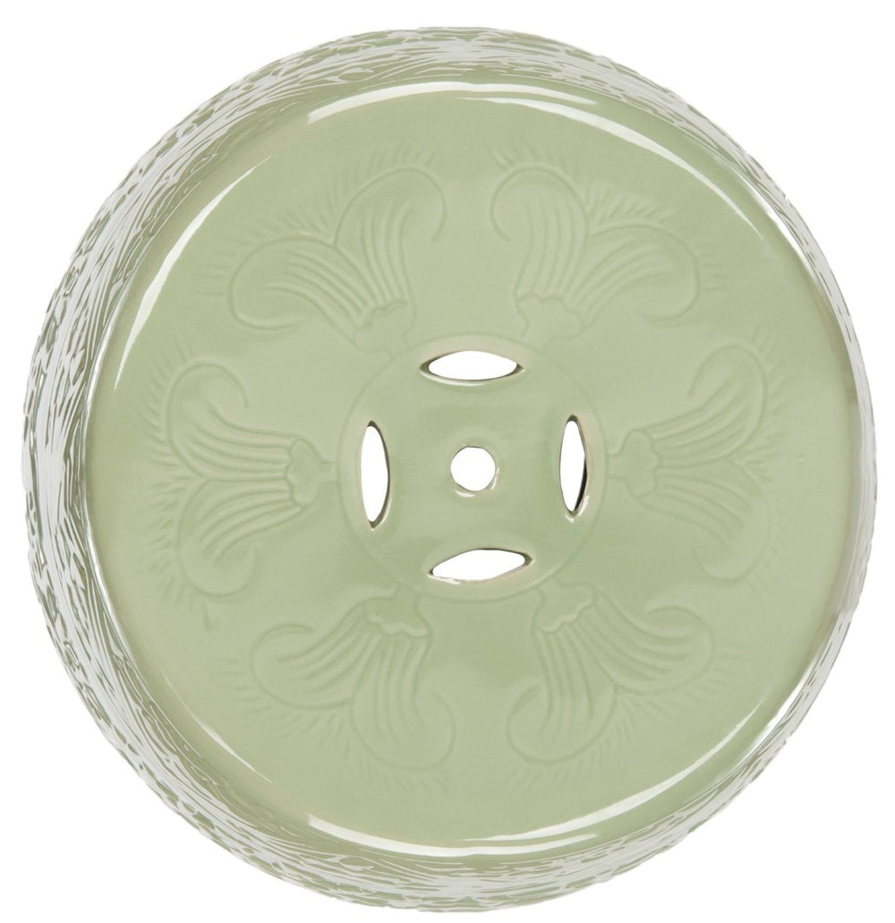 Safavieh LOTUS Garden Stool in Light Green – Elegant Ceramic Accent for Seating, Tables, and Decor Use ACS4502A