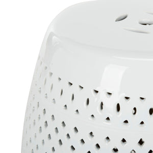 Safavieh DIAMOND Garden Stool - Elegant Ceramic Accent for Indoor & Outdoor Use, Perfect for Any Space White ACS4507A