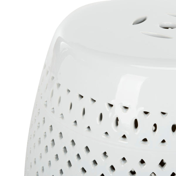 Safavieh DIAMOND Garden Stool - Elegant Ceramic Accent for Indoor & Outdoor Use, Perfect for Any Space White ACS4507A
