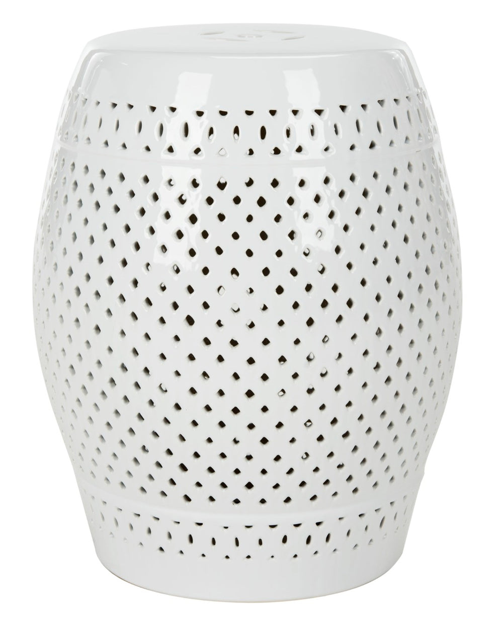 Safavieh DIAMOND Garden Stool - Elegant Ceramic Accent for Indoor & Outdoor Use, Perfect for Any Space White ACS4507A