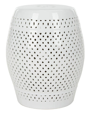 Safavieh DIAMOND Garden Stool - Elegant Ceramic Accent for Indoor & Outdoor Use, Perfect for Any Space White ACS4507A