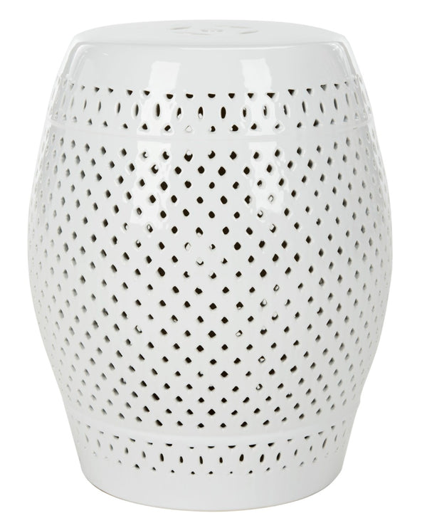 Safavieh DIAMOND Garden Stool - Elegant Ceramic Accent for Indoor & Outdoor Use, Perfect for Any Space White ACS4507A