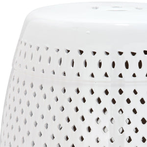 Safavieh DIAMOND Garden Stool - Elegant Ceramic Accent for Indoor & Outdoor Use, Perfect for Any Space White ACS4507A