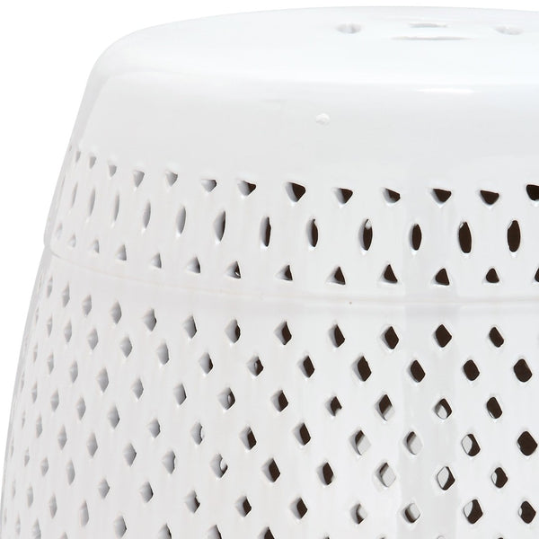 Safavieh DIAMOND Garden Stool - Elegant Ceramic Accent for Indoor & Outdoor Use, Perfect for Any Space White ACS4507A