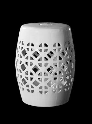 Safavieh CIRCLE Lattice Garden Stool - Elegant Ceramic Accent for Indoor or Outdoor Spaces, 13.5" x 17" White ACS4508A