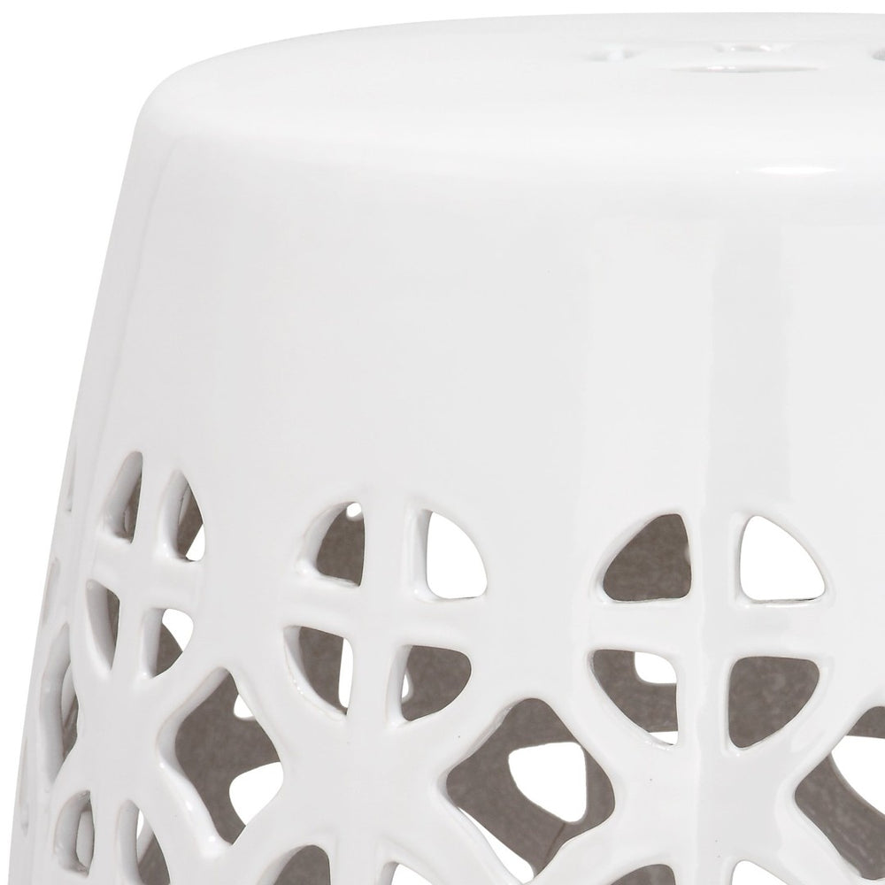 Safavieh CIRCLE Lattice Garden Stool - Elegant Ceramic Accent for Indoor or Outdoor Spaces, 13.5" x 17" White ACS4508A