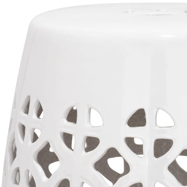 Safavieh CIRCLE Lattice Garden Stool - Elegant Ceramic Accent for Indoor or Outdoor Spaces, 13.5" x 17" White ACS4508A