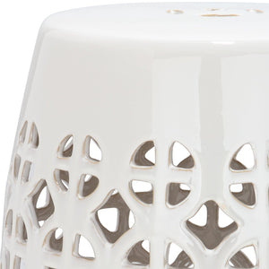 Safavieh CIRCLE Lattice Garden Stool - Elegant Ceramic Accent for Indoor or Outdoor Spaces, 13.5" x 17" Creme ACS4508B