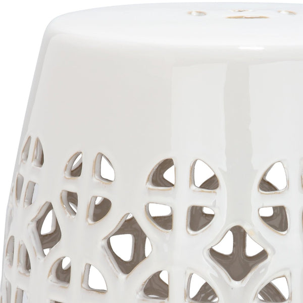 Safavieh CIRCLE Lattice Garden Stool - Elegant Ceramic Accent for Indoor or Outdoor Spaces, 13.5" x 17" Creme ACS4508B