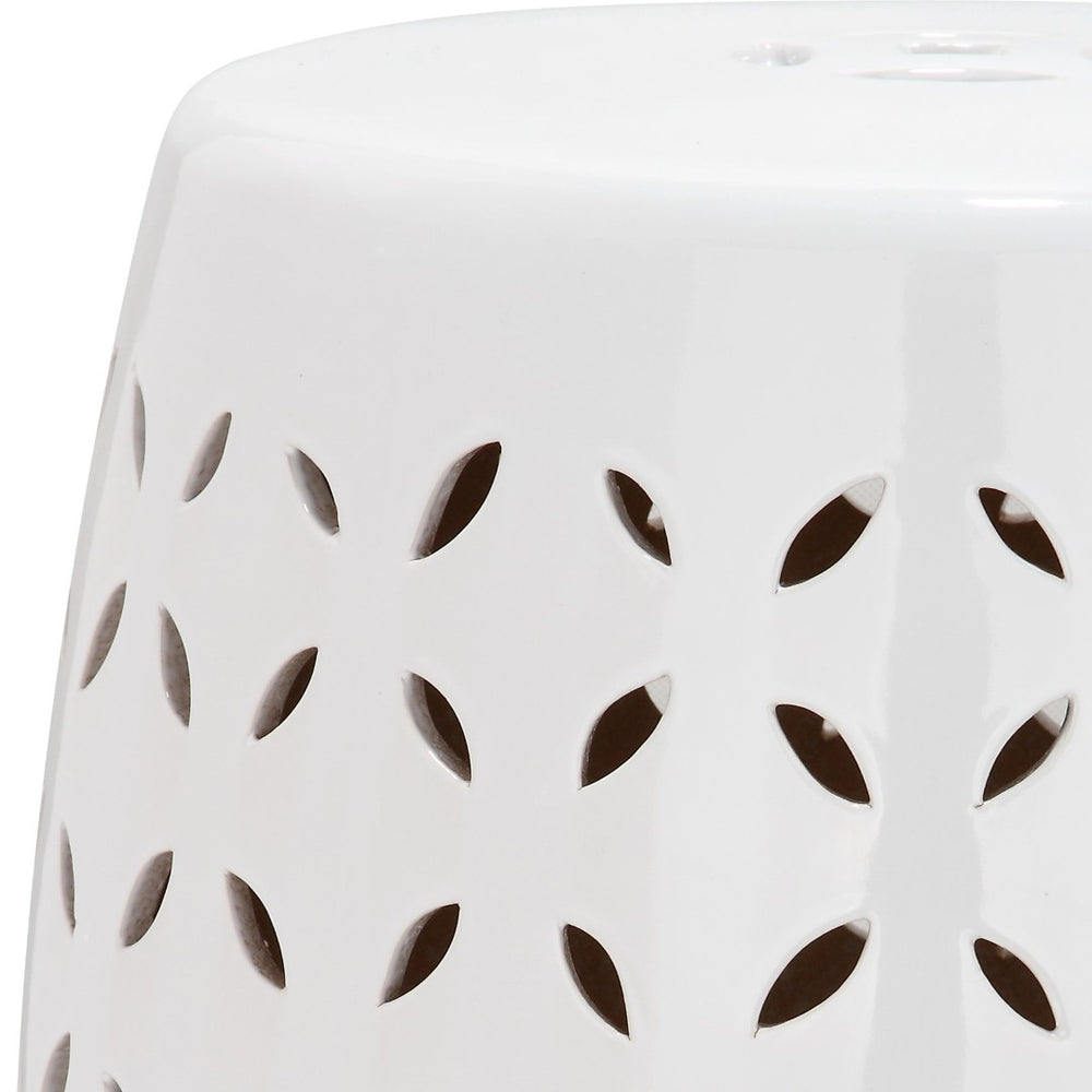 Safavieh LATTICE Petal Garden Stool - Elegant Ceramic Accent for Indoor & Outdoor Spaces, Versatile Design White ACS4509A
