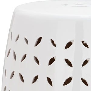 Safavieh LATTICE Petal Garden Stool - Elegant Ceramic Accent for Indoor & Outdoor Spaces, Versatile Design White ACS4509A