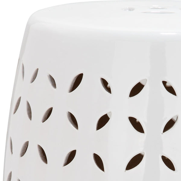 Safavieh LATTICE Petal Garden Stool - Elegant Ceramic Accent for Indoor & Outdoor Spaces, Versatile Design White ACS4509A
