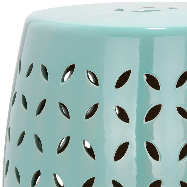 Safavieh LATTICE Petal Garden Stool - Elegant Ceramic Accent for Indoor & Outdoor Spaces, Versatile Design Robins Egg Blue ACS4509C
