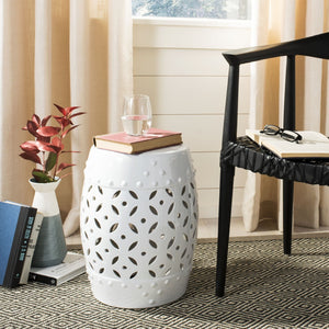 Safavieh GLAZED Ceramic Garden Stool - Stylish Accent for Indoor and Outdoor Spaces, Versatile and Durable White ACS4510A