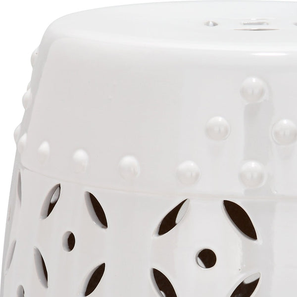 Safavieh GLAZED Ceramic Garden Stool - Stylish Accent for Indoor and Outdoor Spaces, Versatile and Durable White ACS4510A
