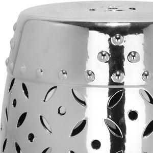 Safavieh GLAZED Ceramic Garden Stool - Stylish Accent for Indoor and Outdoor Spaces, Versatile and Durable Silver ACS4510E