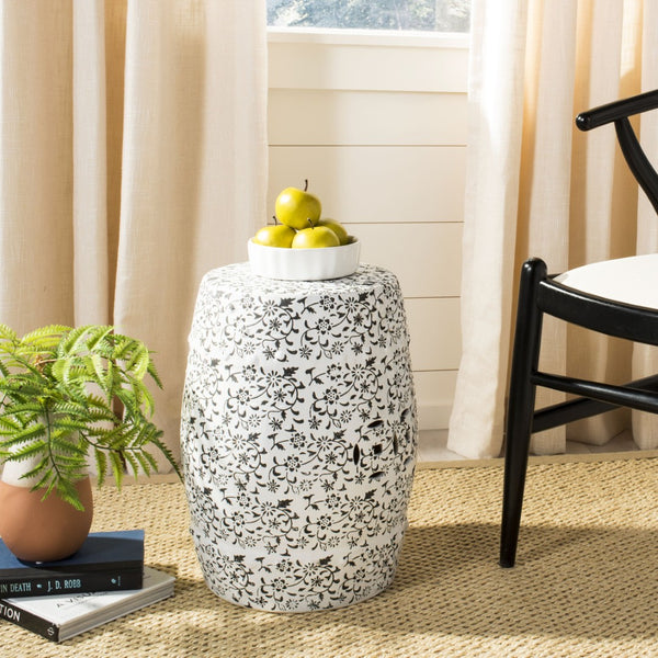 Safavieh FLOWER Ceramic Garden Stool with Intricate Flower and Vine Design – Versatile Home Accent Piece ACS4511A
