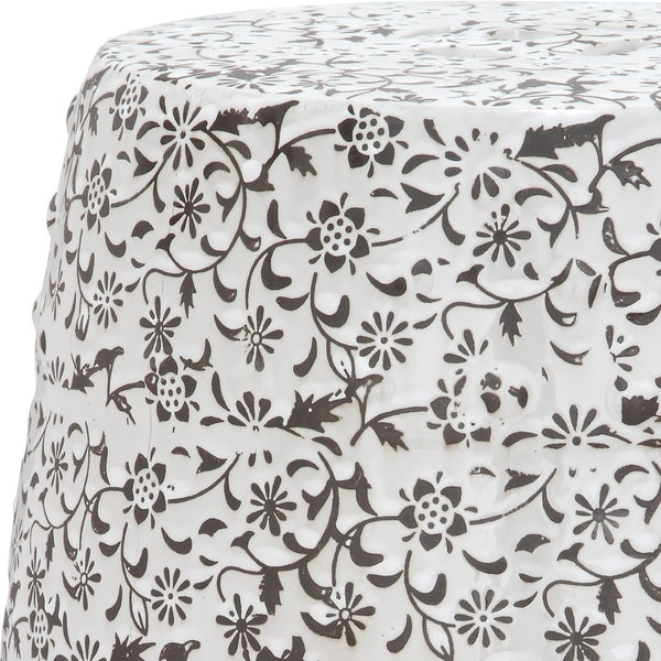 Safavieh FLOWER Ceramic Garden Stool with Intricate Flower and Vine Design – Versatile Home Accent Piece ACS4511A