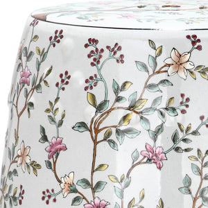 Safavieh BLOOMING Tree Garden Stool – Elegant White Ceramic Accent with Multi-Color Floral Design, 13" W ACS4513A