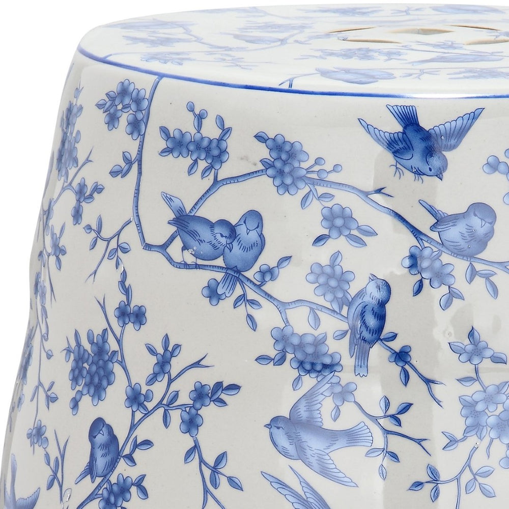 Safavieh BLUE Birds Garden Stool - Hand-Painted Blue & Multi Accent for Indoor/Outdoor Use, Versatile Design ACS4514A