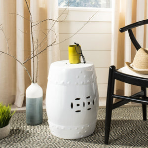 Safavieh MODERN Ming Garden Stool - Elegant Ceramic Accent for Versatile Use in Home or Garden Spaces White ACS4516A