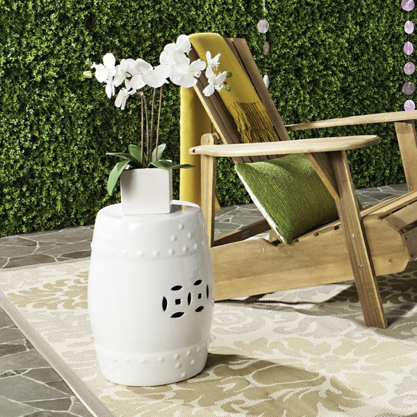 Safavieh MODERN Ming Garden Stool - Elegant Ceramic Accent for Versatile Use in Home or Garden Spaces White ACS4516A