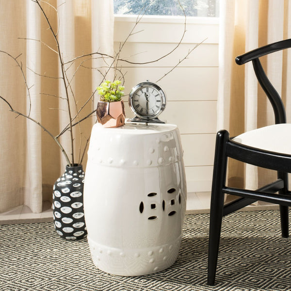Safavieh MODERN Ming Garden Stool - Elegant Ceramic Accent for Versatile Use in Home or Garden Spaces Creme ACS4516B