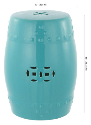 Safavieh MODERN Ming Garden Stool - Elegant Ceramic Accent for Versatile Use in Home or Garden Spaces Light Aqua ACS4516C