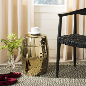 Safavieh MODERN Ming Garden Stool - Elegant Ceramic Accent for Versatile Use in Home or Garden Spaces Gold ACS4516D