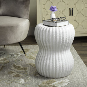 Safavieh HOUR Glass Garden Stool - Elegant White Ceramic Accent for Indoor or Outdoor Spaces, Versatile Use ACS4518A