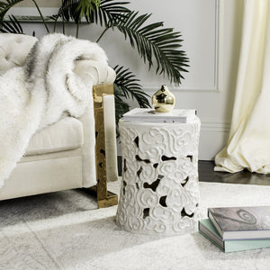 Safavieh GLAZED Ceramic Garden Stool – Stylish Accent Seat & Side Table for Indoor/Outdoor Spaces White ACS4519A