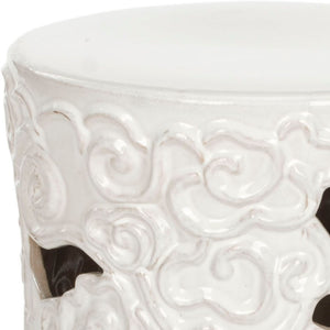 Safavieh GLAZED Ceramic Garden Stool – Stylish Accent Seat & Side Table for Indoor/Outdoor Spaces White ACS4519A