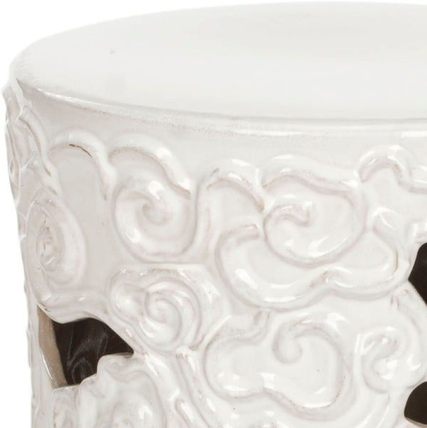 Safavieh GLAZED Ceramic Garden Stool – Stylish Accent Seat & Side Table for Indoor/Outdoor Spaces White ACS4519A