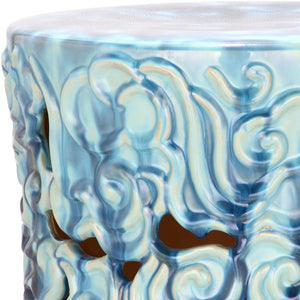Safavieh GLAZED Ceramic Garden Stool – Stylish Accent Seat & Side Table for Indoor/Outdoor Spaces Blue ACS4519B