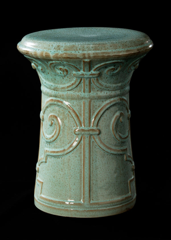 Safavieh IMPERIAL Scroll Garden Stool - Elegant Ceramic Accent for Indoor & Outdoor Spaces, Versatile Design Blue ACS4521D