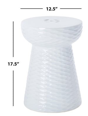 Safavieh DAPHNE Garden Stool in Elegant Cream - Versatile Glazed Ceramic Accent for Indoor or Outdoor Use White ACS4523A