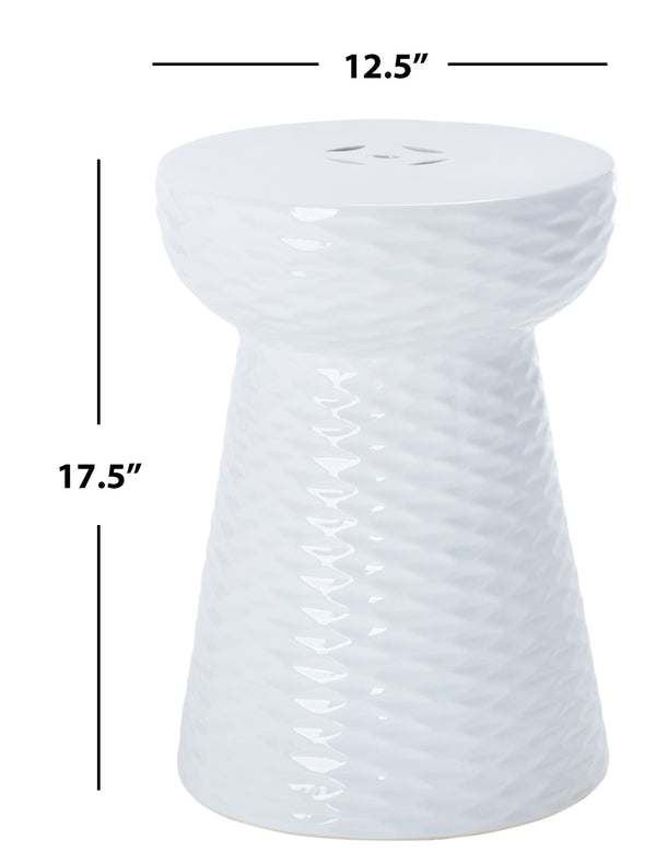 Safavieh DAPHNE Garden Stool in Elegant Cream - Versatile Glazed Ceramic Accent for Indoor or Outdoor Use White ACS4523A