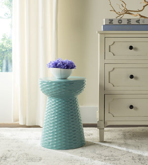 Safavieh DAPHNE Garden Stool in Elegant Cream - Versatile Glazed Ceramic Accent for Indoor or Outdoor Use Light Blue ACS4523C
