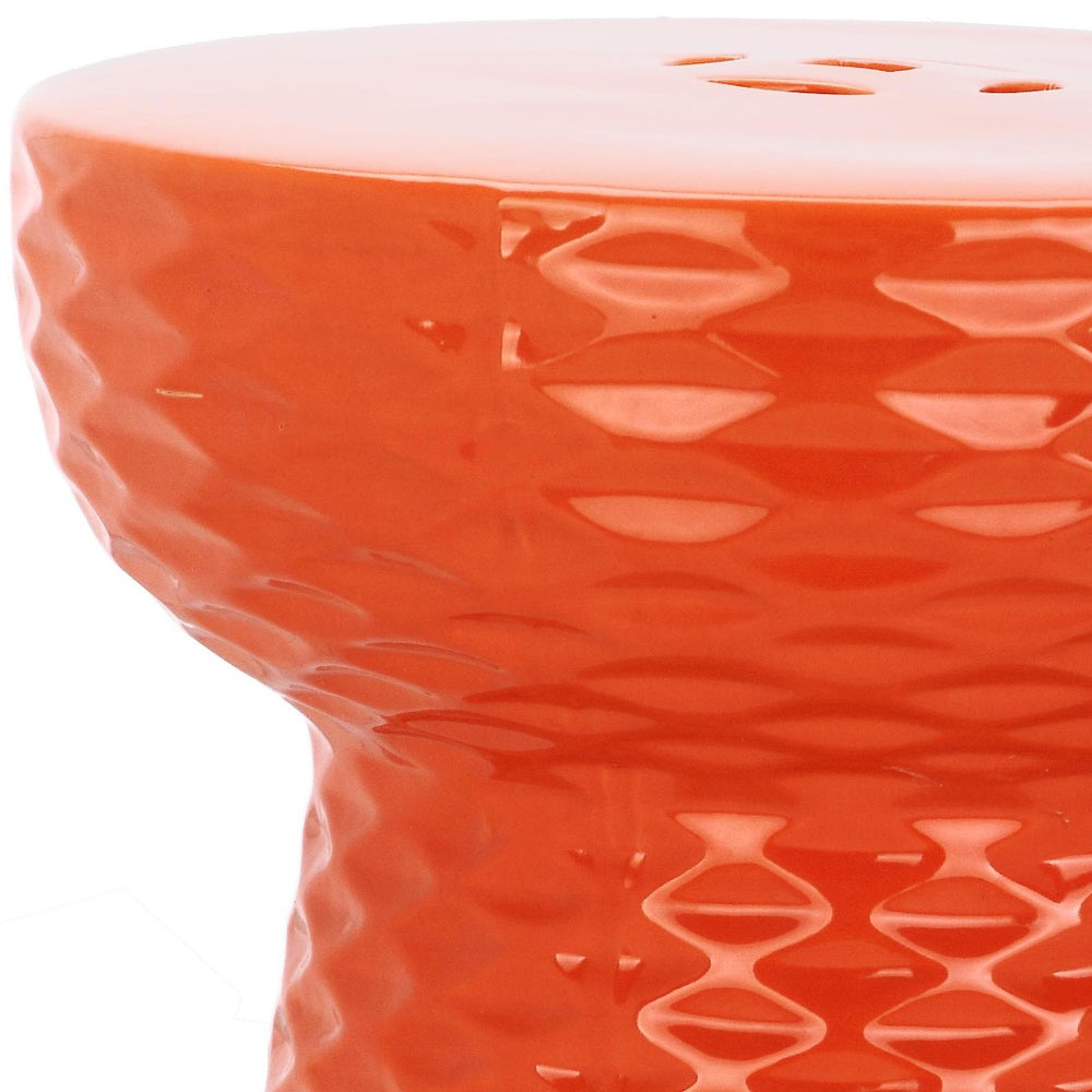Safavieh DAPHNE Garden Stool in Elegant Cream - Versatile Glazed Ceramic Accent for Indoor or Outdoor Use Orange ACS4523D