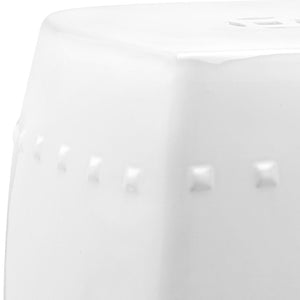 Safavieh VILLA Garden Stool - Timeless Elegance in Durable Ceramic for Indoor and Outdoor Living Spaces White ACS4524A
