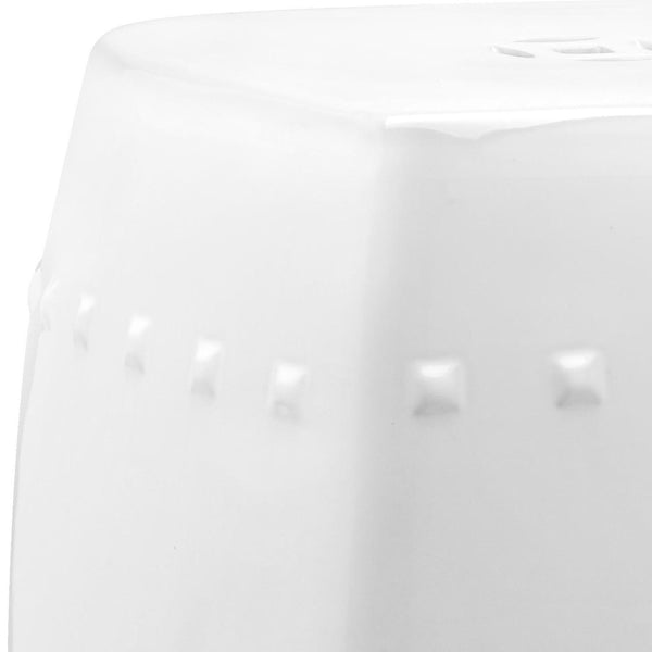 Safavieh VILLA Garden Stool - Timeless Elegance in Durable Ceramic for Indoor and Outdoor Living Spaces White ACS4524A