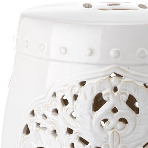 Safavieh FLORA Garden Stool - Elegant Glazed Ceramic Accent for Indoor/Outdoor Use, Versatile & Timeless Decor Antique White ACS4527A