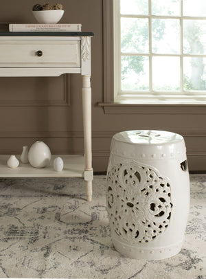 Safavieh FLORA Garden Stool - Elegant Glazed Ceramic Accent for Indoor/Outdoor Use, Versatile & Timeless Decor Creme ACS4527B