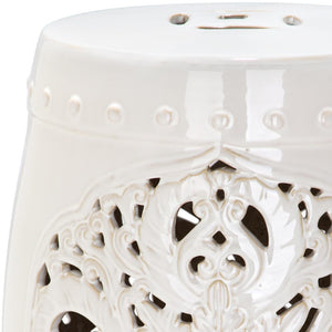 Safavieh FLORA Garden Stool - Elegant Glazed Ceramic Accent for Indoor/Outdoor Use, Versatile & Timeless Decor Creme ACS4527B