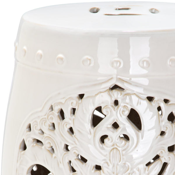 Safavieh FLORA Garden Stool - Elegant Glazed Ceramic Accent for Indoor/Outdoor Use, Versatile & Timeless Decor Creme ACS4527B